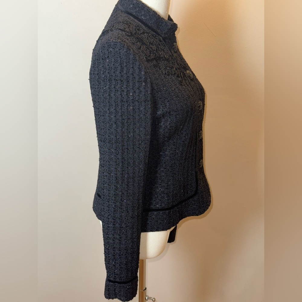 St. John Couture Black Embroidered Knit Jacket – Size 6 - Picture 6 of 10